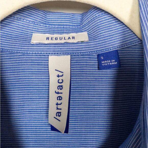 ARTEFACT Stockholm Stretch Poplin Shirt in Blue Stripe Men's Regular Fit Small - Picture 5 of 7